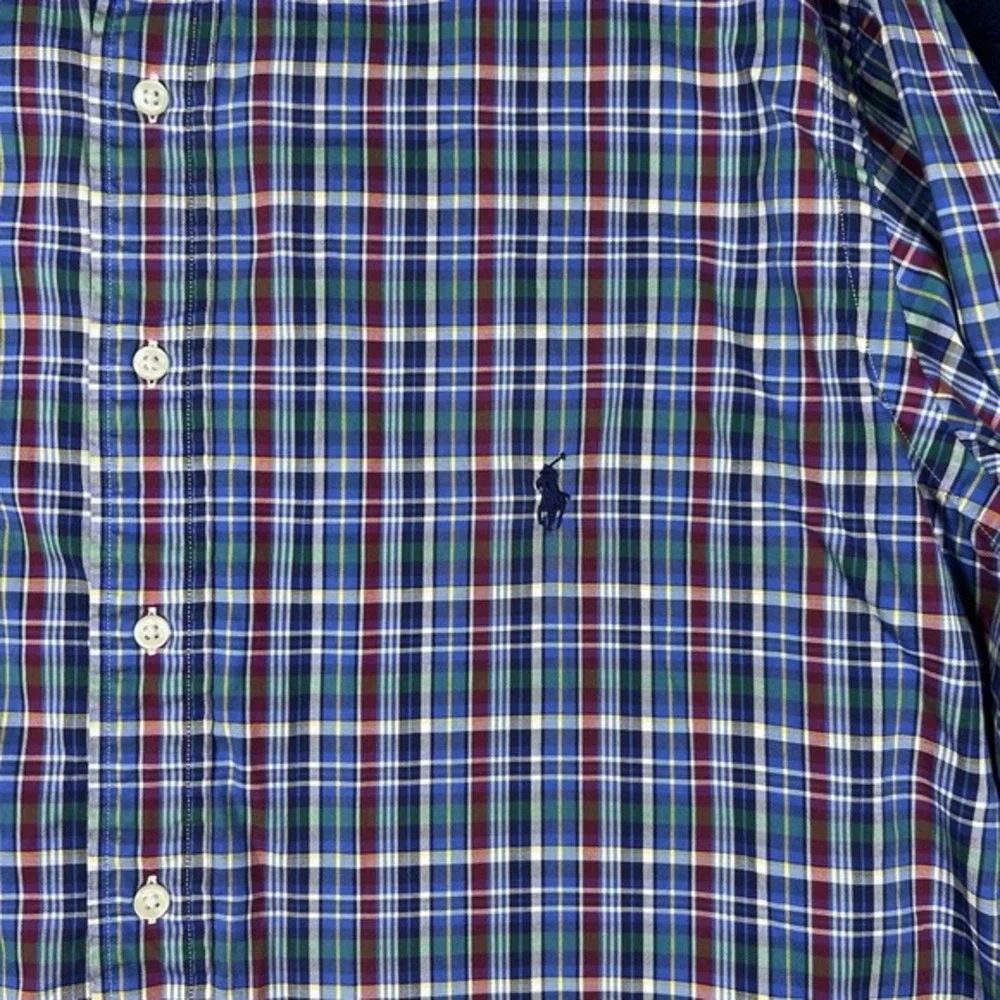 Polo Ralph Lauren Classic Fit Plaid‎ Stretch Poplin Shirt, Blue Multi Large Tall
